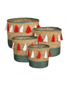 Green Dafni Round Basket (20 cm)