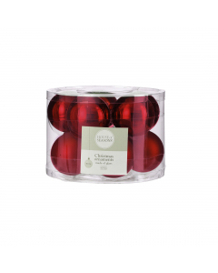 Bauble glass d. red 10 pcs d6cm