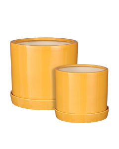 Milan Ochre Pot With Saucer (21 cm)