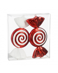 Ornament candy red 2pcs L15 x w6 x h32 cm