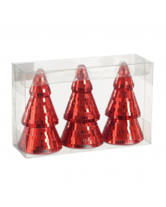 Decoration mirror tree red 3pcs h14xd7.5cm