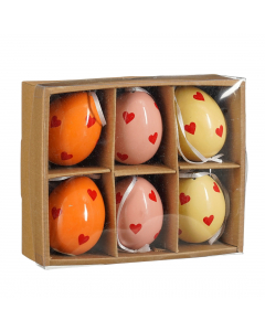 Egg Heart Ornament 3 Colours 6 Pieces (5 cm)
