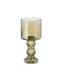 Brown Mala Glass Hurricane Light On Foot (33 cm)