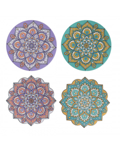 Ceramic Cork Mandala Coaster Pack of 6