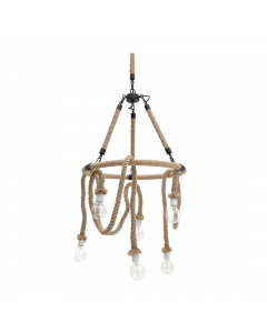 Beige Rope Ceiling Lamp 6 Lights (200 cm)