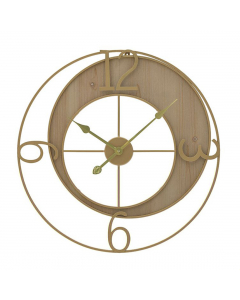 Gold Natural Metal Wood Clock (60 cm)