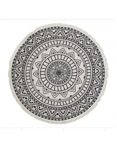 White & Black Round Cotton Poly Carpet