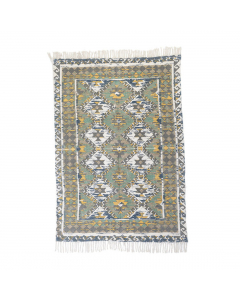 Green Cotton Rug With Fringes (180 cm)