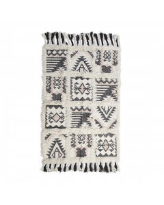 Cream Black Woolen Carpet (180 cm)