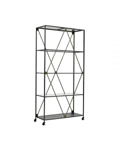 Metal Glass Shelf Black Gold
