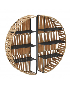 Set Of 2 Metal Rope Shelf Natural Black