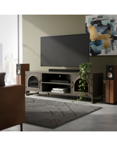 Dark Grey Golden Metal TV Stand