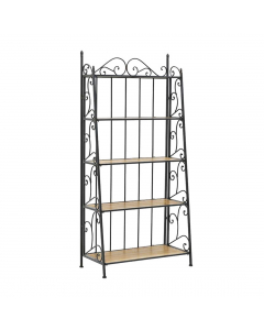 Metal Wood Shelf Black Natural