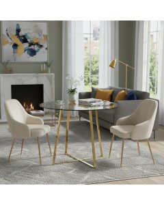 Golden Clear Metal Glass Table