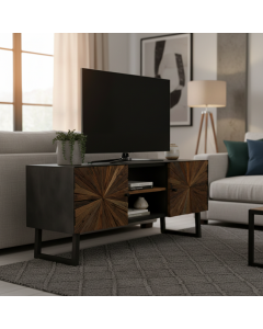 Brown Wooden TV Stand With Cabinets (130 cm)