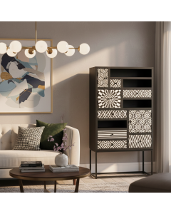 Wooden cabinet black white