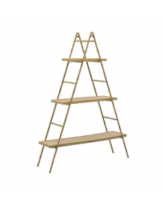 Metal Wooden Shelf Golden Natural