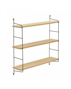 Metal Wood Wall Shelf Black Natural