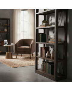 Brown Wood Metal Bookshelf (200 cm)