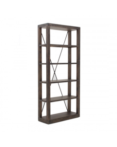 Brown Wood Metal Bookshelf (200 cm)