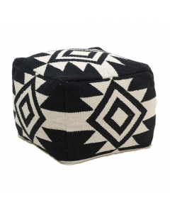 Black Creme Killim Poof (45 cm)