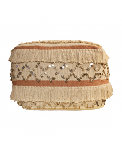 Pink Beige Fringe Stool (45 cm)