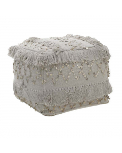 Natural Fabric Stool With Fringes (45cm)
