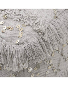 Natural Fabric Stool With Fringes (45cm)