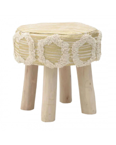 Cream Gold Cotton Stool (40cm)