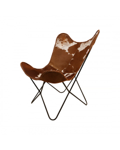 Brown White Leather Metallic Chair (92 cm)