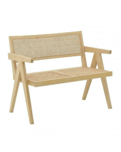 Natural Wood Rattan 2 Seater Sofa (105 cm)