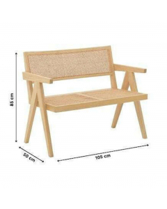 Natural Wood Rattan 2 Seater Sofa (105 cm)