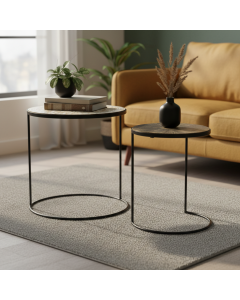 Set of 2 Black Glass Nesting Tables (50 cm)