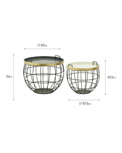 Set Of 2 Grey White Metal Tables (63 cm)