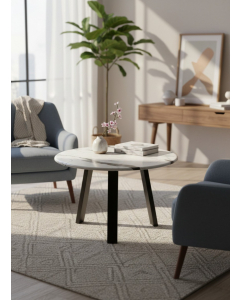 Black And White Marble Look Wood Table (60 cm)