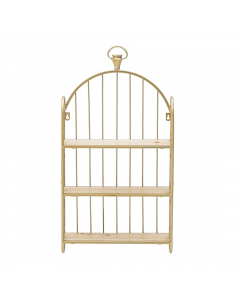 Metal Wood Wall Shelf Gold Natural