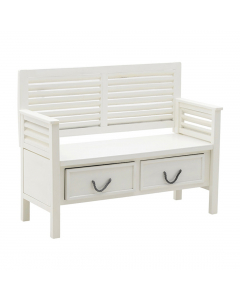 White Bench With Drawers (118cm)