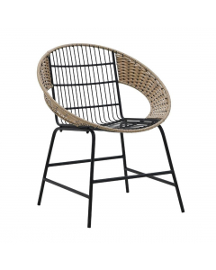 Metal Wicker Chair Black Natural