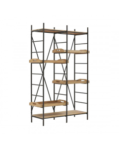 Wood Metal Shelf Antique Black Natural