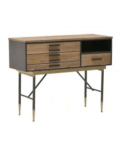 Natural Wood And Metal Cabinet (110 cm)