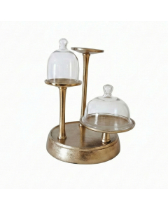 Gold Metallic And Glass 3 Tier Cake Plate (47 cm)