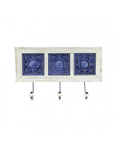 White Blue Wooden Metallic Hanger