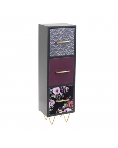 Black Purple Mini Cabinet 3 Drawers