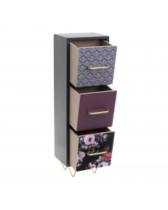 Black Purple Mini Cabinet 3 Drawers