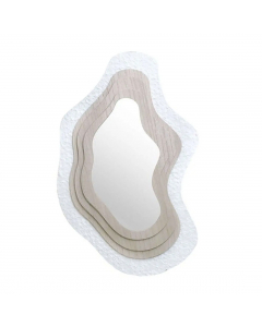 White Natural Wooden Mirror (60 cm)