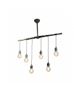 Black Iron 6-Light Pendant Holder (108 cm)