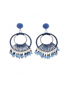 Earrings in light blue and black