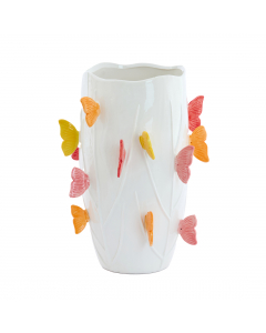 Borboleta White Pink Ceramics Vase (35 cm)