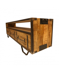 Wood And Metal TV Dresser 3 Drawers