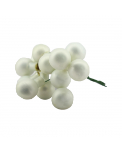 Glass baubles wire matt white d2cm